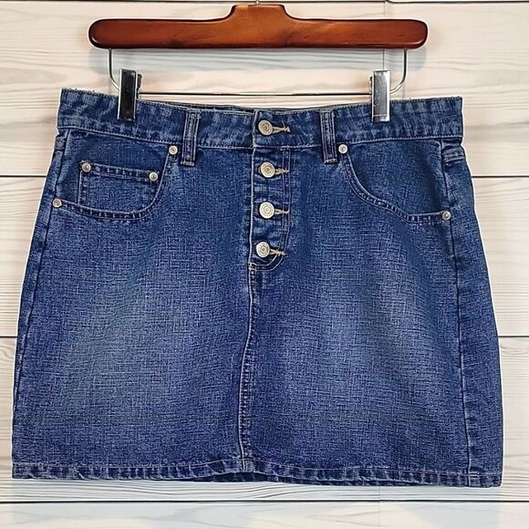 No Boundaries Denim Button-Front Mini Skirt Women's Size 11 - Picture 1 of 8